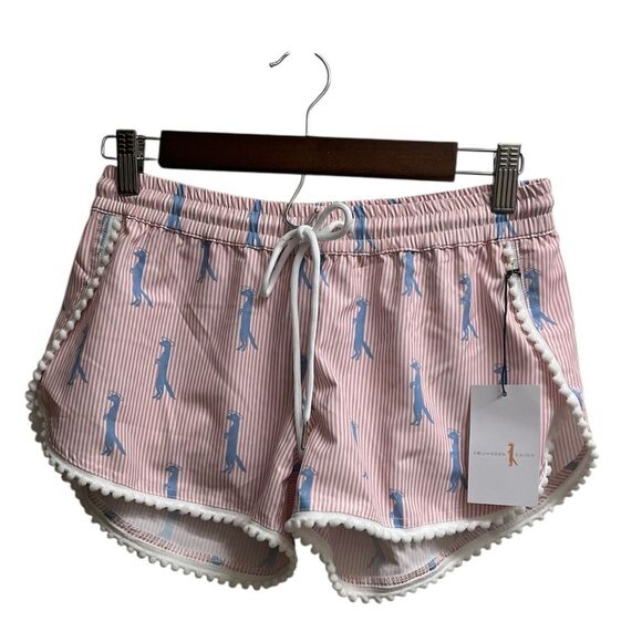 NWT Southern Saint Pom Pom Short Pink Striped Mongoose Seersucker SZ S Beach - Picture 3 of 6